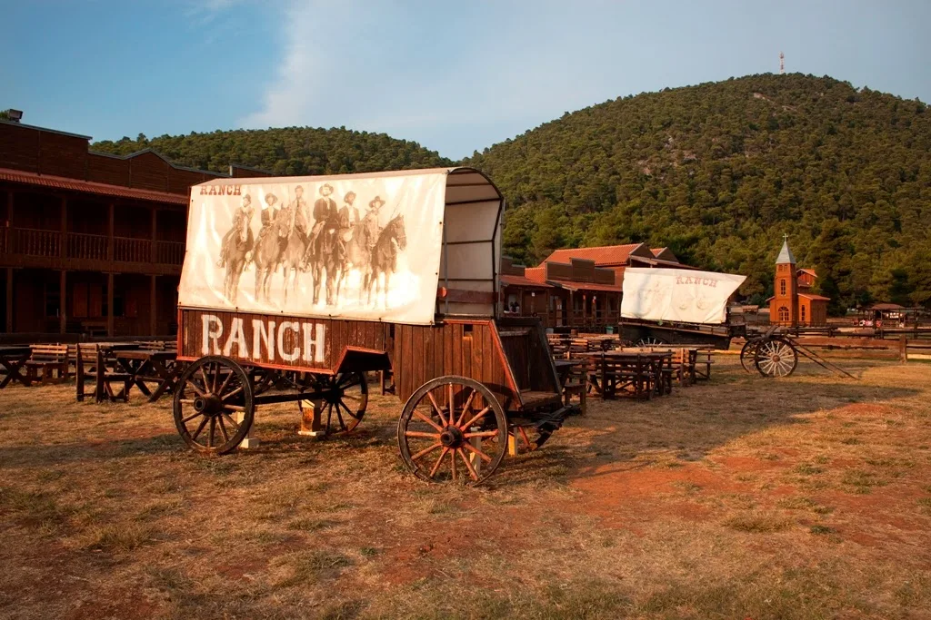 Top things to do in Athens, Greece with children 106 cowboy trailer at the ranch greece theme park western