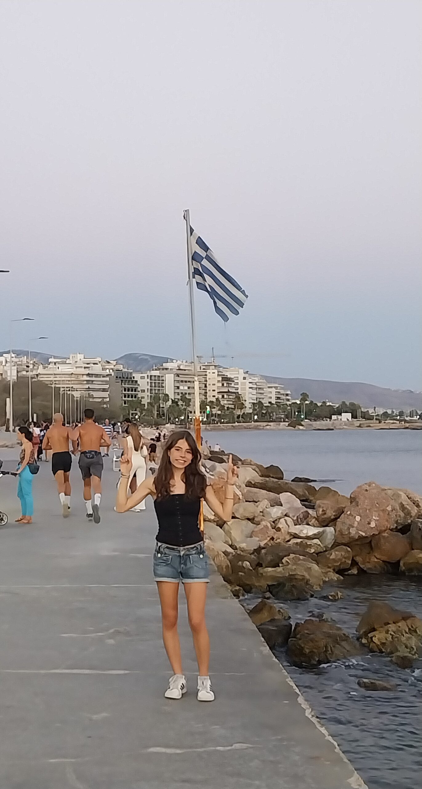 My teens exploring the port of marina Flisvos in Athens Greece, summer 2025