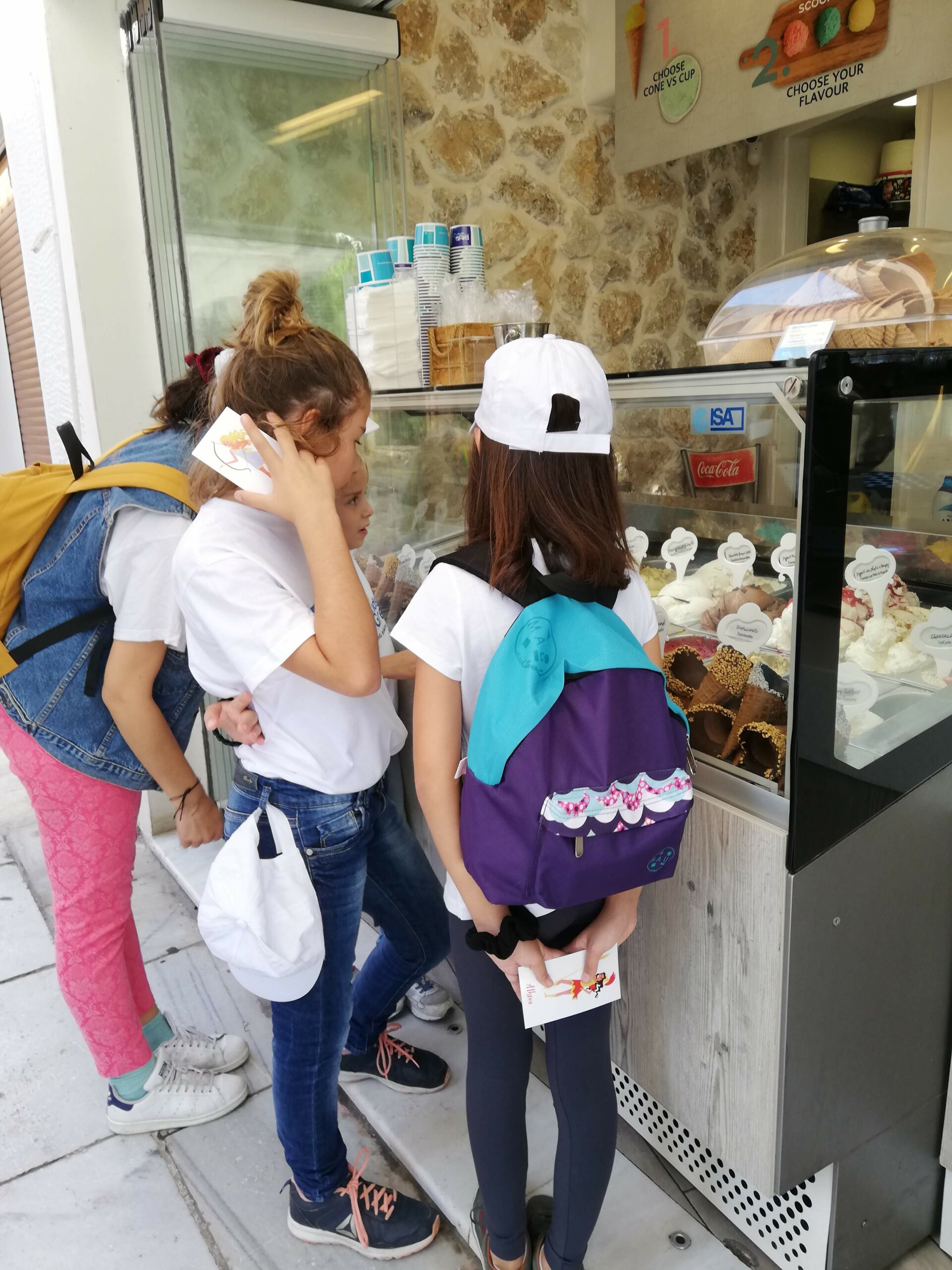 children looking at ice cream in Athens