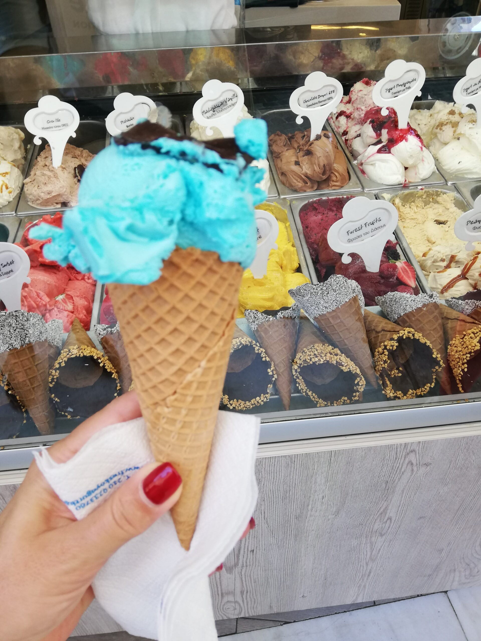 ice cream in Athens during family tour about pottery