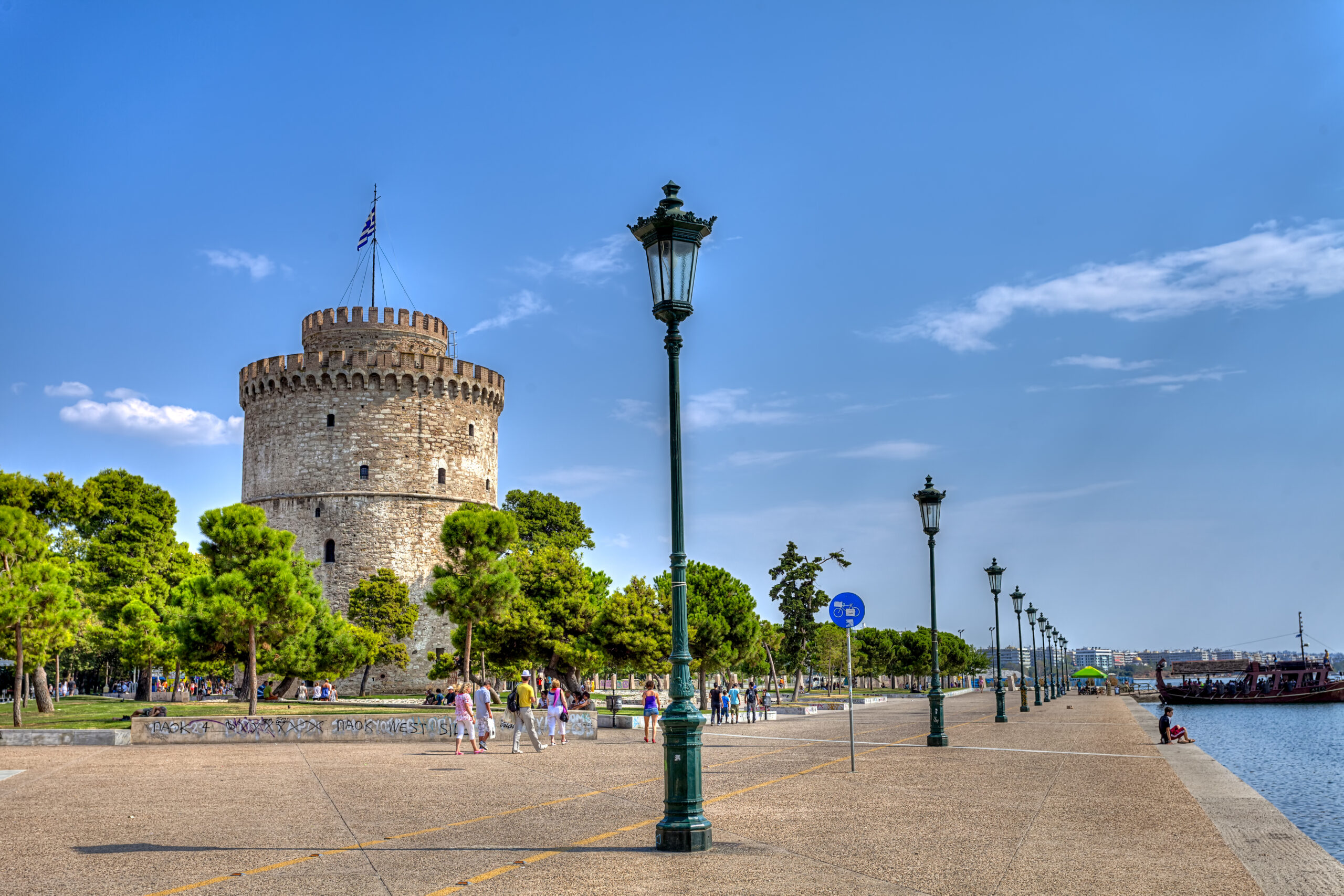 Thessaloniki, Greece - pier of Thessaloniki with White Tower - Family Experiences Greece