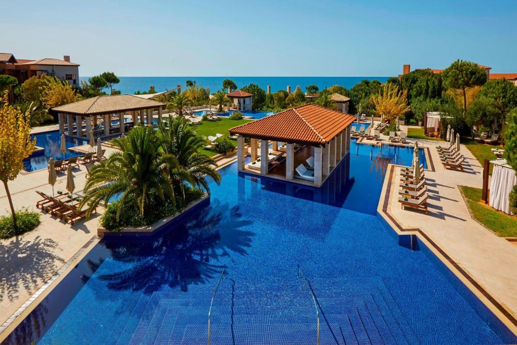 Costa Navarino Greece, The Romanos Luxury Collection Resort Pool and sea